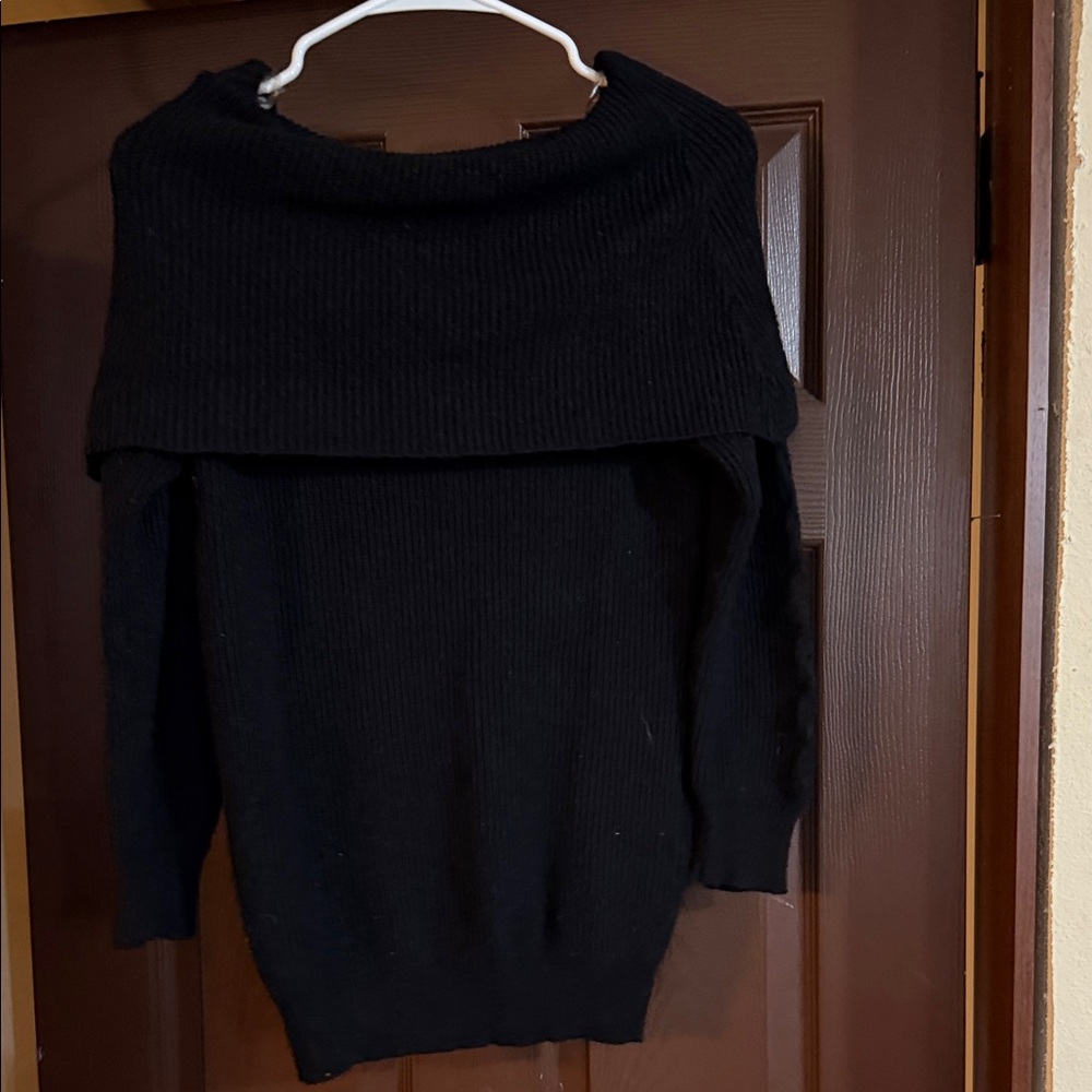 #123–Maurices Elegant Black Off-Shoulder Sweater